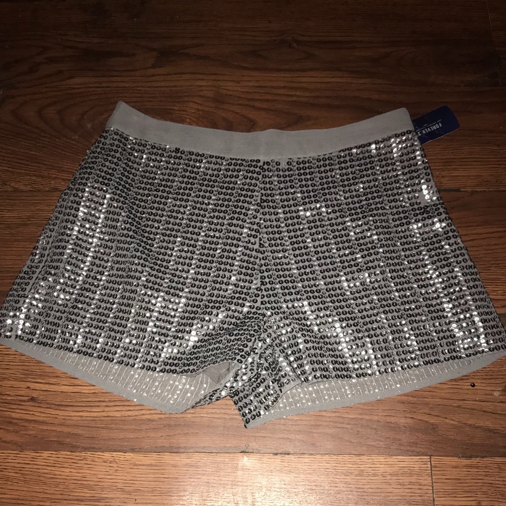 Silver Sequin Shorts
